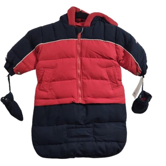 London Fog Newborn/Baby Snowsuit Puffer and Mittens 0-6 Months NWT - Picture 1 of 10